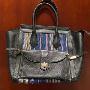 Henri Bendel Rivington Mixed Woven Straw Tote Bag